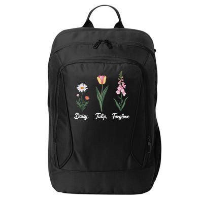 Foxglove Daisy Tulip Floral Floral Plant City Backpack