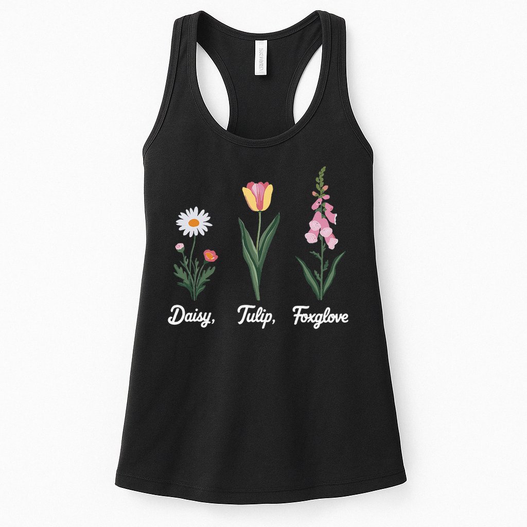 Foxglove Daisy Tulip Floral Floral Plant Womens Tank Top