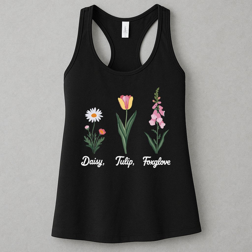 Foxglove Daisy Tulip Floral Floral Plant Womens Tank Top
