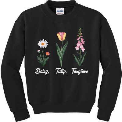Foxglove Daisy Tulip Floral Floral Plant Kids Sweatshirt