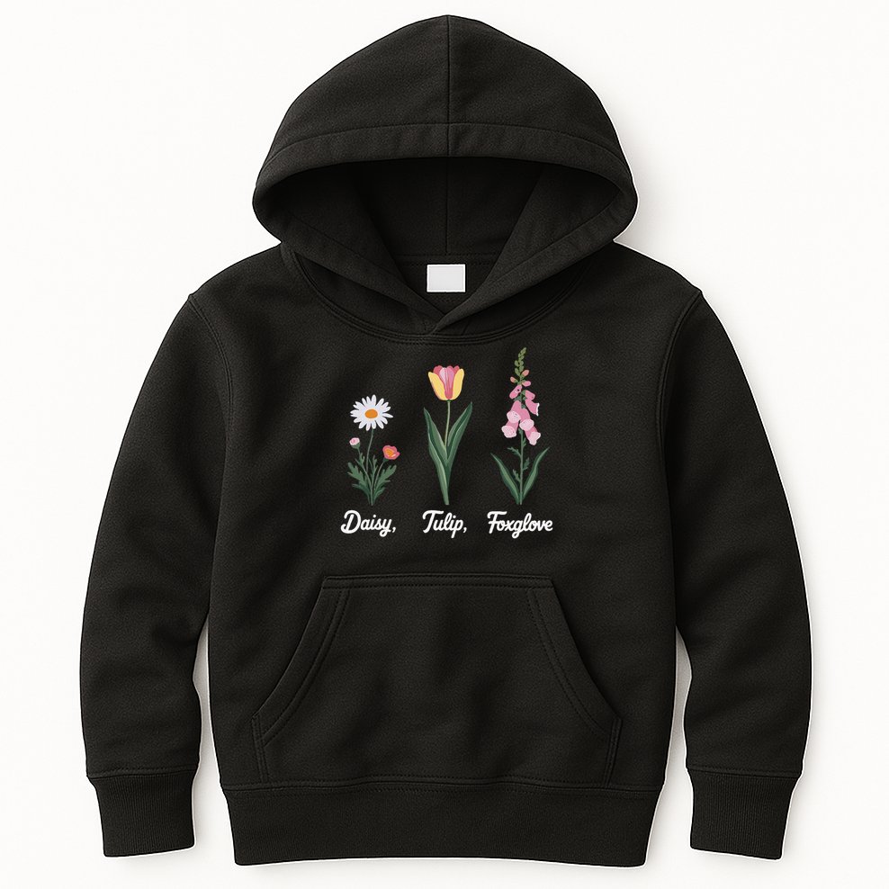 Foxglove Daisy Tulip Floral Floral Plant Kids Hoodie