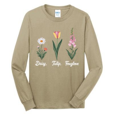 Foxglove Daisy Tulip Floral Floral Plant Tall Long Sleeve T-Shirt