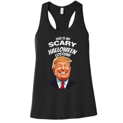 Funny Donald Trump Scary Halloween Gag President Costume Gag Women's Racerback Tank