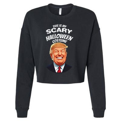 Funny Donald Trump Scary Halloween Gag President Costume Gag Cropped Pullover Crew