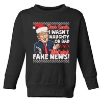 Funny Donald Trump Fake News Ugly Christmas Sweater Style Toddler Sweatshirt