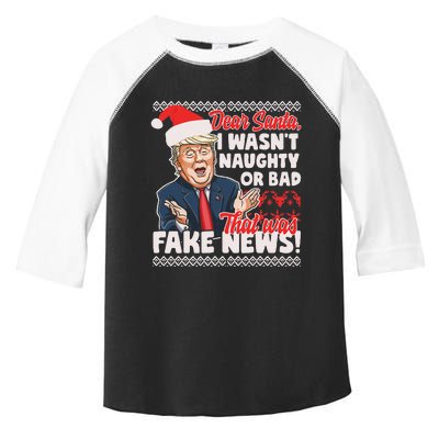 Funny Donald Trump Fake News Ugly Christmas Sweater Style Toddler Fine Jersey T-Shirt