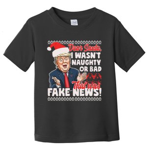 Funny Donald Trump Fake News Ugly Christmas Sweater Style Toddler T-Shirt