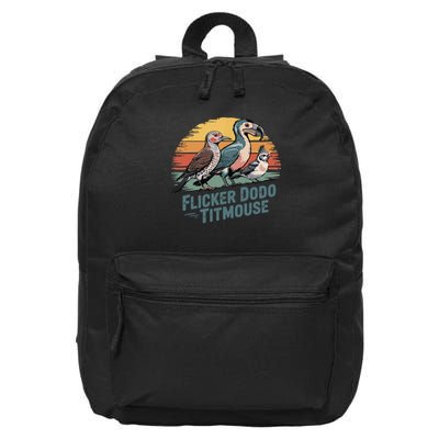 Flicker Dodo Titmouse Funny Retro Bird Lovers Design  16 in Basic Backpack