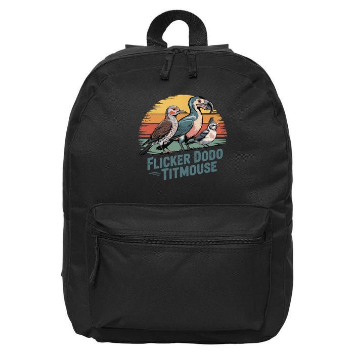Flicker Dodo Titmouse Funny Retro Bird Lovers Design  16 in Basic Backpack