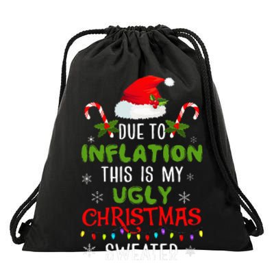 Funny Due to Inflation Ugly Christmas Sweaters Drawstring Bag