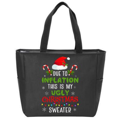 Funny Due to Inflation Ugly Christmas Sweaters Zip Tote Bag