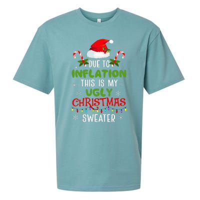 Funny Due to Inflation Ugly Christmas Sweaters Sueded Cloud Jersey T-Shirt