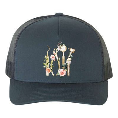 Floral Dental Tools Dentistry Teeth Doctor Dentist Life Gift Yupoong Adult 5-Panel Trucker Hat