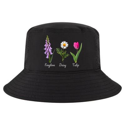 Foxglove Daisy Tulip Floral Cool Comfort Performance Bucket Hat