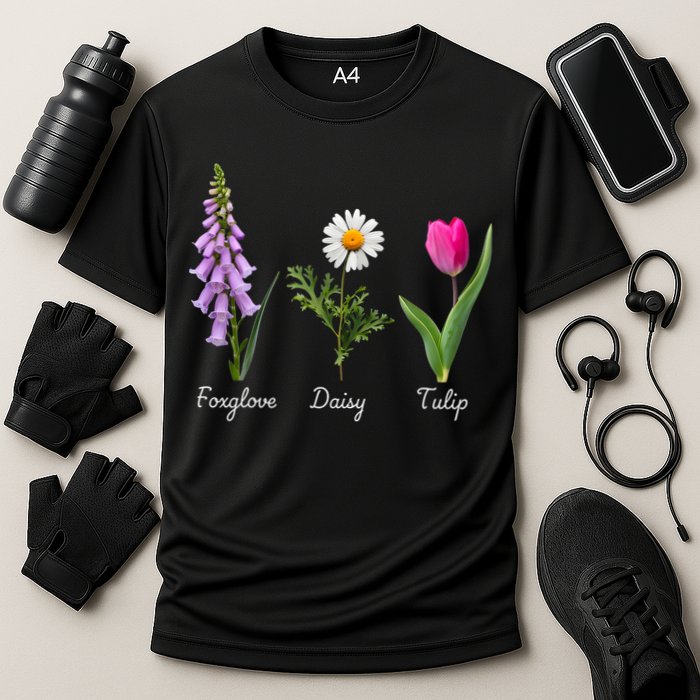 Foxglove Daisy Tulip Floral Cooling Performance Crew T-Shirt