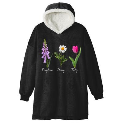 Foxglove Daisy Tulip Floral Hooded Wearable Blanket
