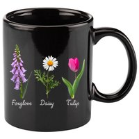 Foxglove Daisy Tulip Floral 11oz C Handle Ceramic Mug