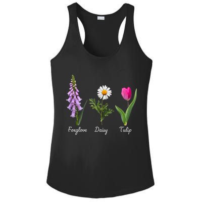 Foxglove Daisy Tulip Floral Ladies PosiCharge Competitor Racerback Tank