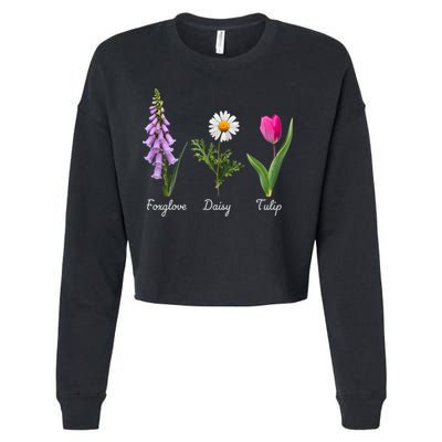 Foxglove Daisy Tulip Floral Cropped Pullover Crew