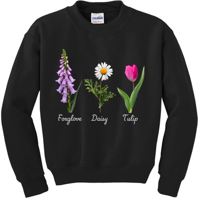 Foxglove Daisy Tulip Floral Kids Sweatshirt