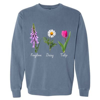 Foxglove Daisy Tulip Floral Garment-Dyed Sweatshirt