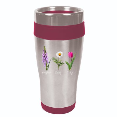 Foxglove Daisy Tulip Floral 16oz Travel Tumbler
