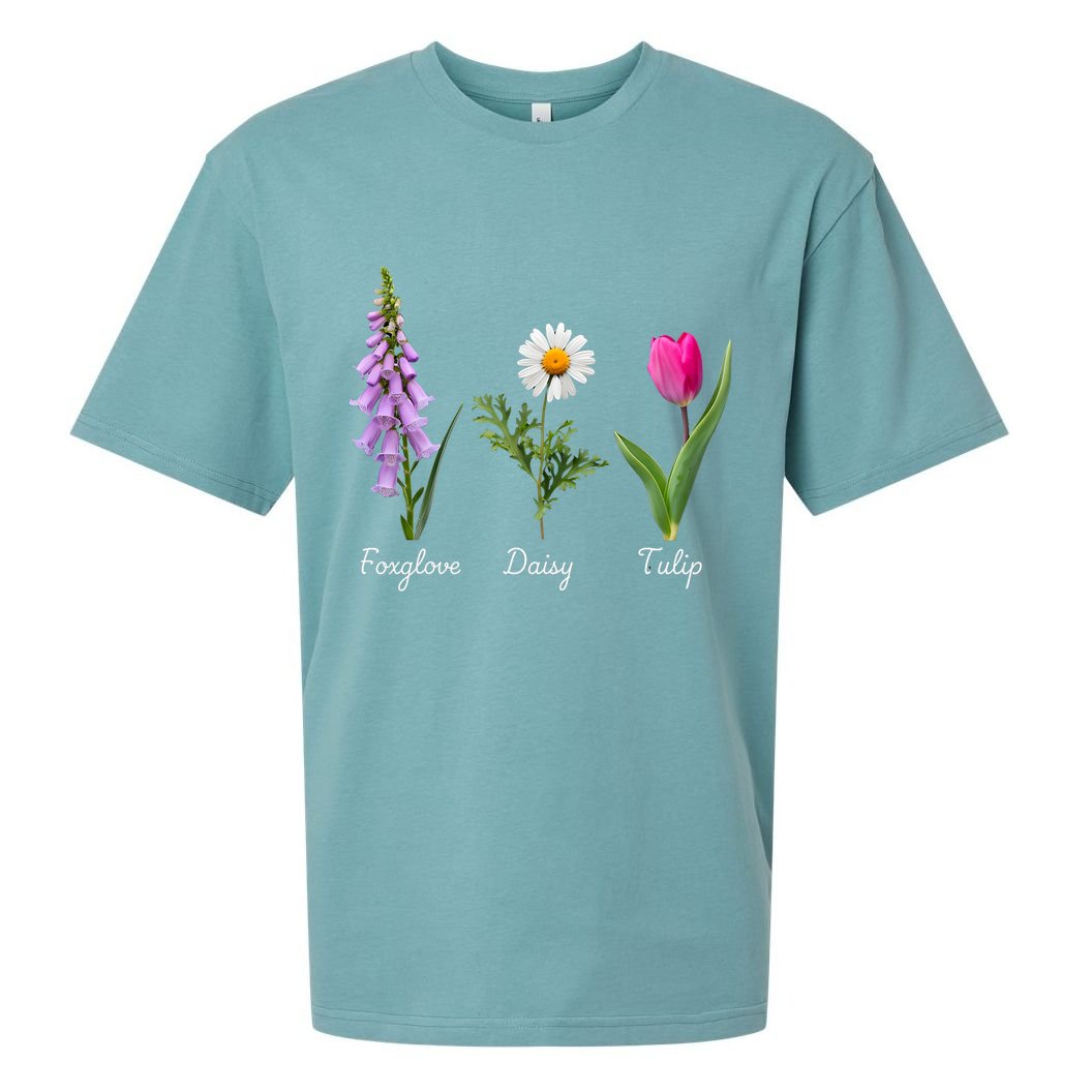 Foxglove Daisy Tulip Floral Sueded Cloud Jersey T-Shirt