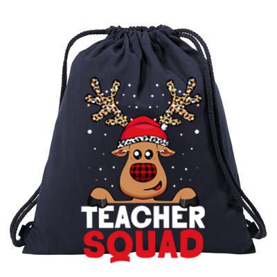 Funny Deer Teacher Christmas Reindeer Xmas Tree Magic Lover Cute Gift Drawstring Bag