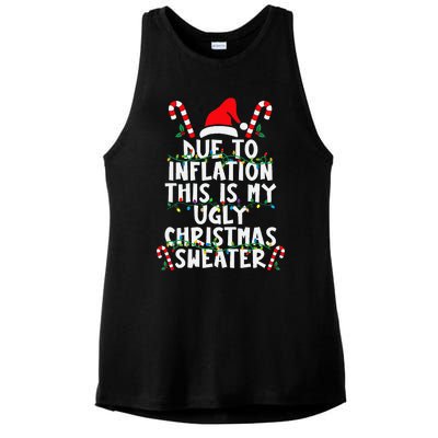 Funny Due to Inflation Ugly Christmas Sweaters  Ladies PosiCharge Tri-Blend Wicking Tank