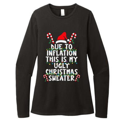 Funny Due to Inflation Ugly Christmas Sweaters  Womens CVC Long Sleeve Shirt