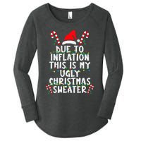 Funny Due to Inflation Ugly Christmas Sweaters  Women's Perfect Tri Tunic Long Sleeve Shirt