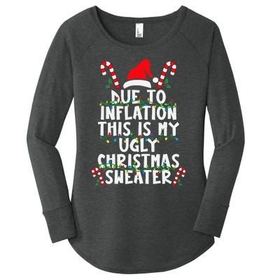 Funny Due to Inflation Ugly Christmas Sweaters  Women's Perfect Tri Tunic Long Sleeve Shirt