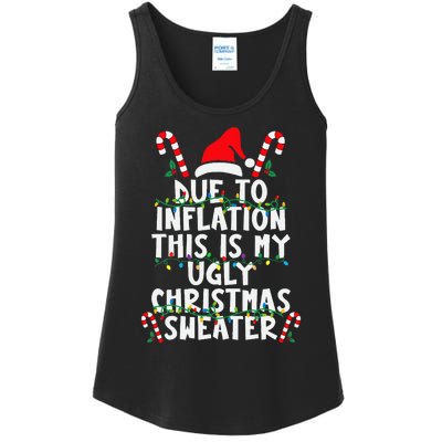 Funny Due to Inflation Ugly Christmas Sweaters  Ladies Essential Tank