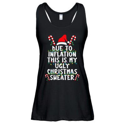 Funny Due to Inflation Ugly Christmas Sweaters  Ladies Essential Flowy Tank