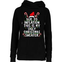 Funny Due to Inflation Ugly Christmas Sweaters  Womens Funnel Neck Pullover Hood