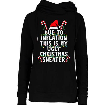 Funny Due to Inflation Ugly Christmas Sweaters  Womens Funnel Neck Pullover Hood