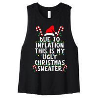 Funny Due to Inflation Ugly Christmas Sweaters  Women's Racerback Cropped Tank