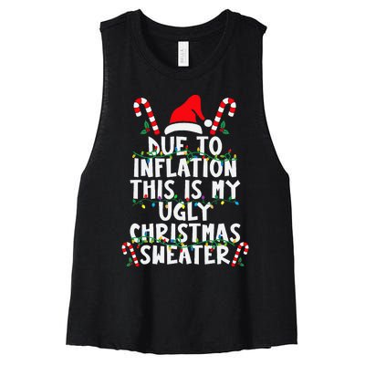 Funny Due to Inflation Ugly Christmas Sweaters  Women's Racerback Cropped Tank