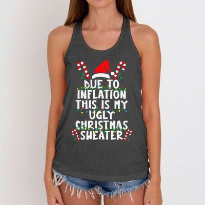 Funny Due to Inflation Ugly Christmas Sweaters  Women's Knotted Racerback Tank