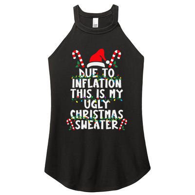 Funny Due to Inflation Ugly Christmas Sweaters  Women's Perfect Tri Rocker Tank