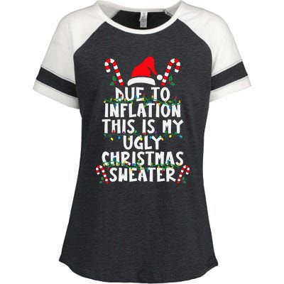 Funny Due to Inflation Ugly Christmas Sweaters  Enza Ladies Jersey Colorblock Tee