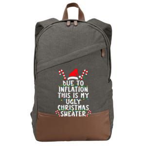 Funny Due to Inflation Ugly Christmas Sweaters  Cotton Canvas Backpack