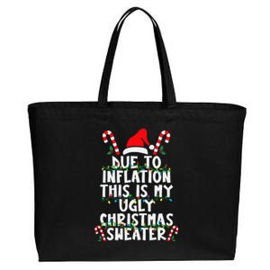 Funny Due to Inflation Ugly Christmas Sweaters  Cotton Canvas Jumbo Tote