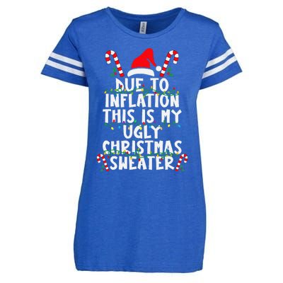 Funny Due to Inflation Ugly Christmas Sweaters  Enza Ladies Jersey Football T-Shirt