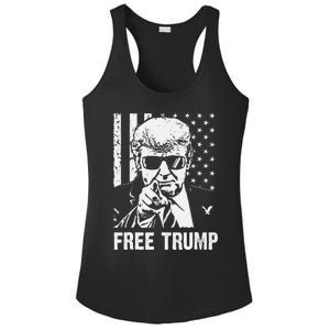 Free Donald Trump Republican Support Pro Trump American Flag Ladies PosiCharge Competitor Racerback Tank