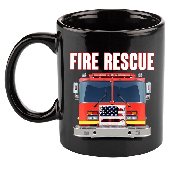 Firefighter Department Truck Fireman American Fire Rescue 11oz C Handle Ceramic Mug