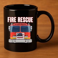 Firefighter Department Truck Fireman American Fire Rescue 11oz C Handle Ceramic Mug