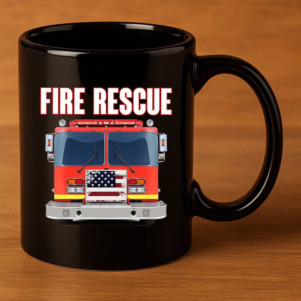 Firefighter Department Truck Fireman American Fire Rescue 11oz C Handle Ceramic Mug