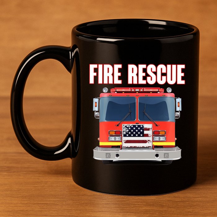 Firefighter Department Truck Fireman American Fire Rescue 11oz C Handle Ceramic Mug