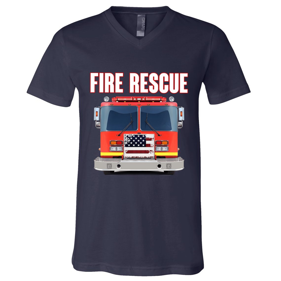 Firefighter Department Truck Fireman American Fire Rescue V-Neck T-Shirt